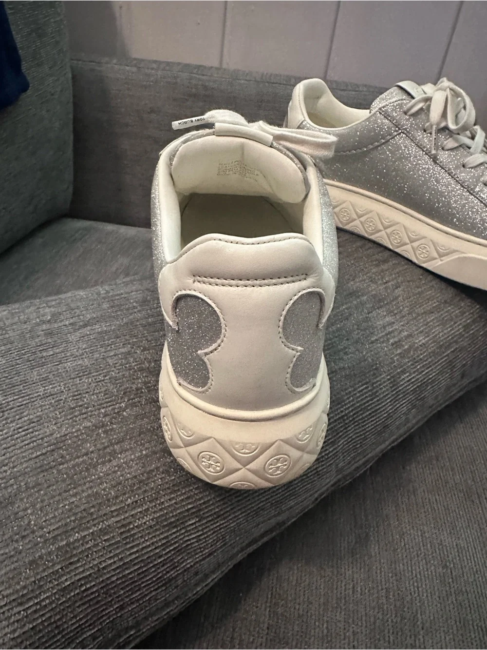 Tory Burch Ladybug Women's Sneakers – Size 10 – Silver Glitter/Blanc